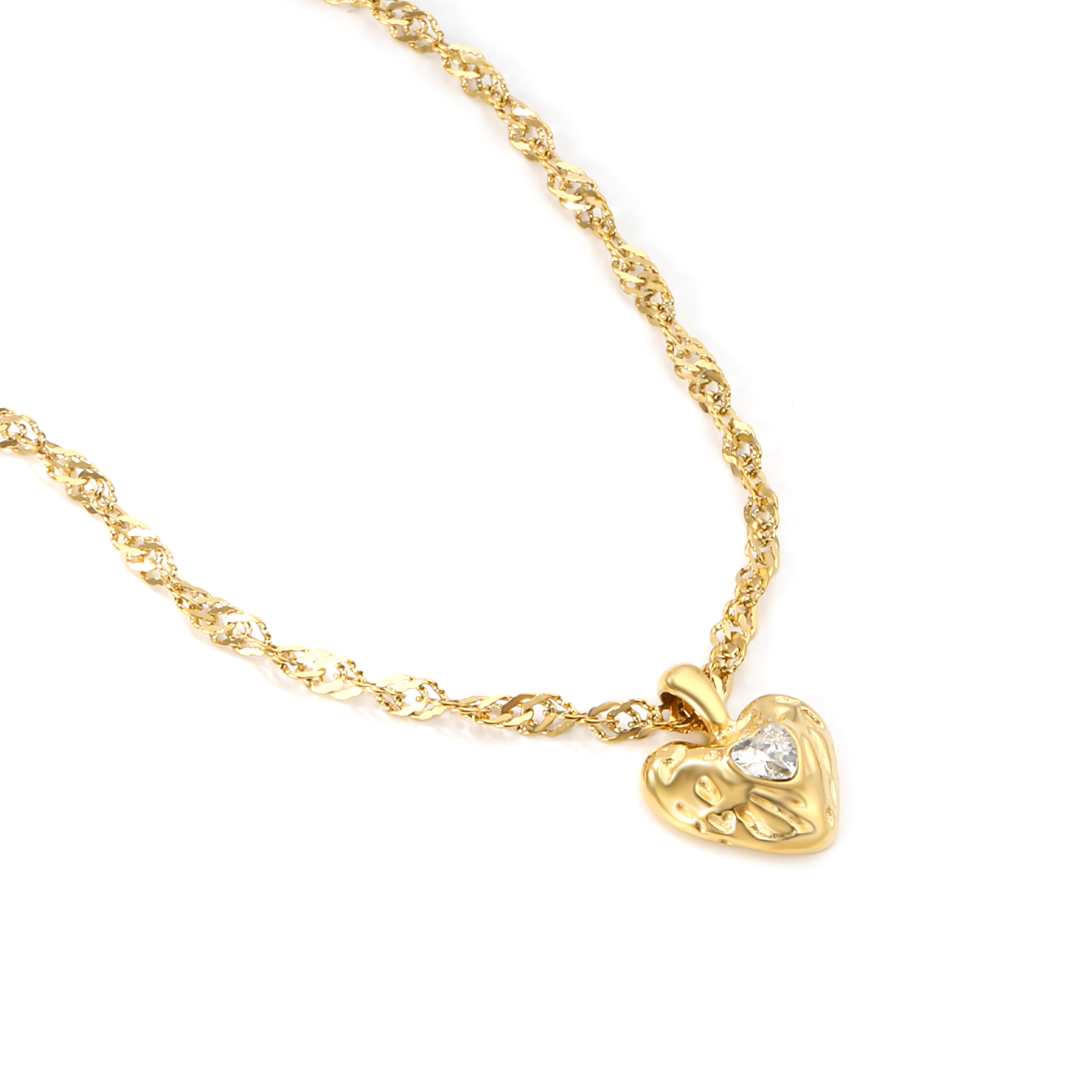 18K Gold PVD Lava Heart Pendant Necklace