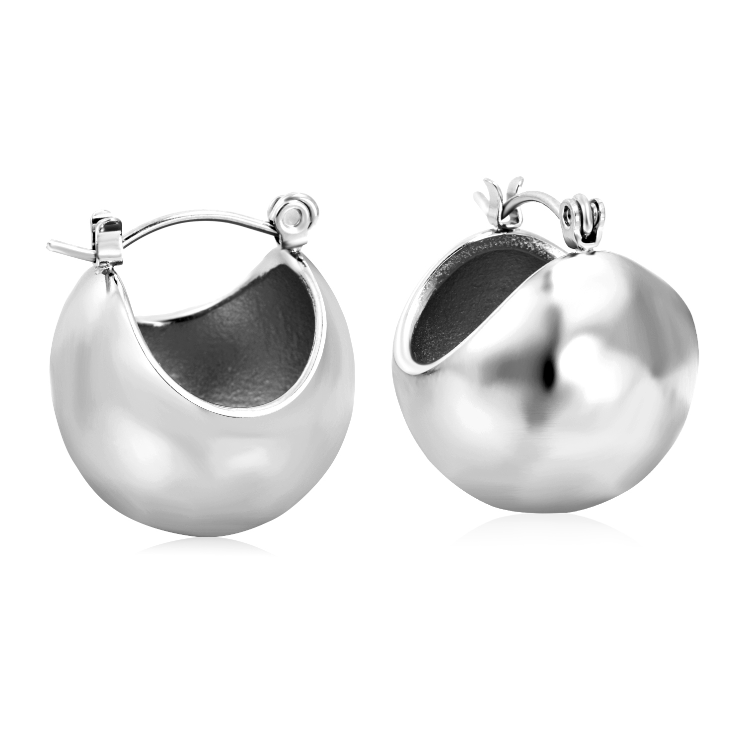 Stainless Steel Half Round Ball Hollow Out Earrings
