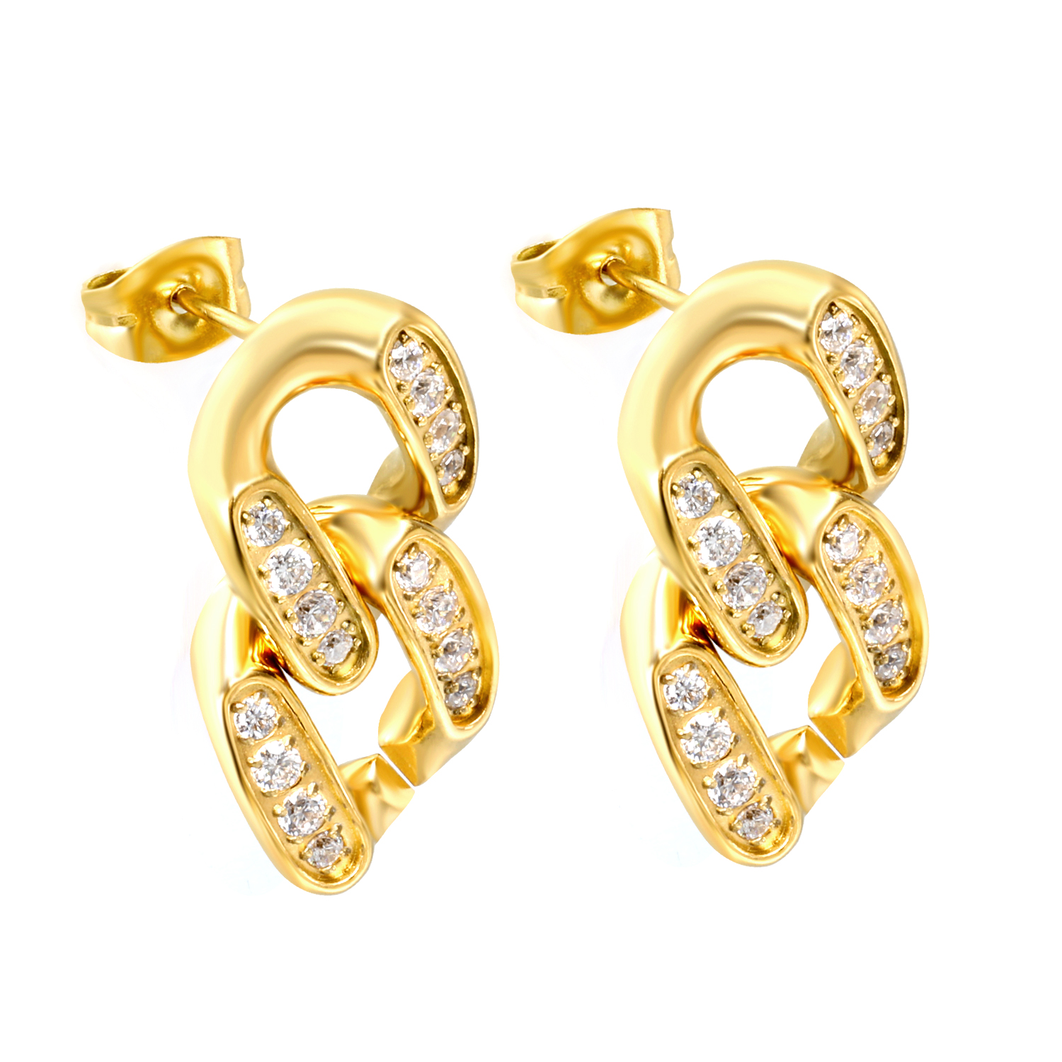 18K Gold PVD Double Link Earrings