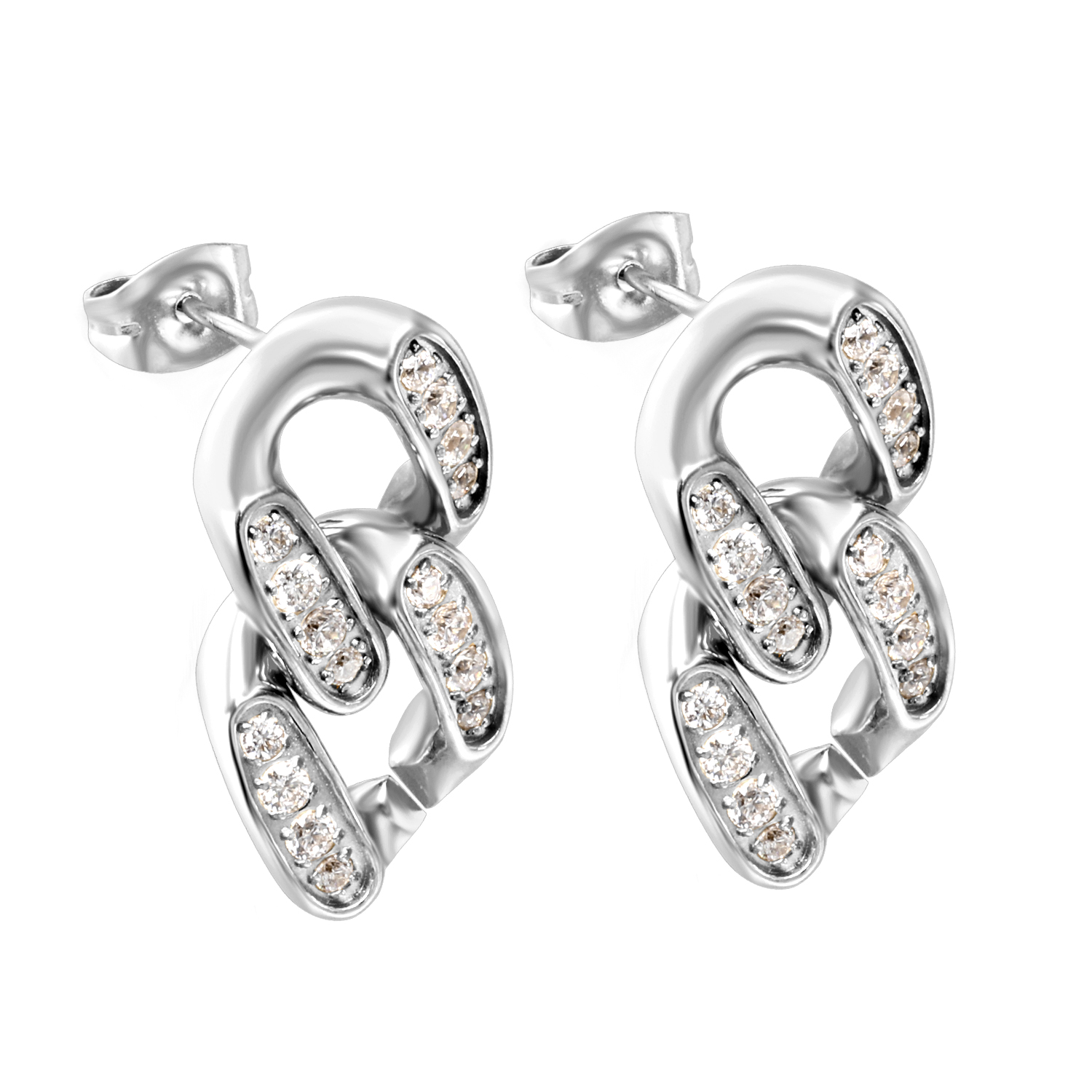 Stainless Steel Double Link Earrings