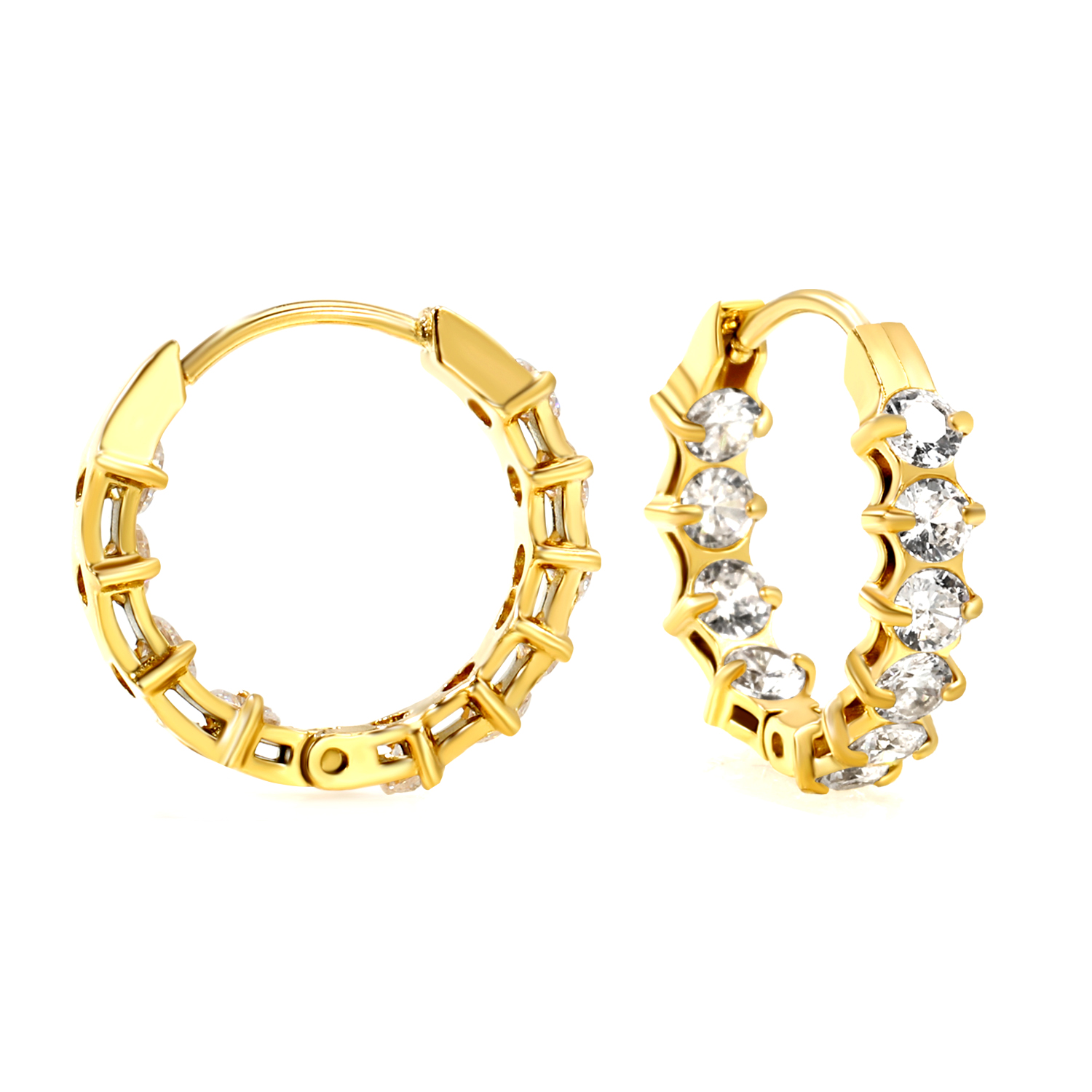 Hoop Earrings with Round White Cubic Zirconia