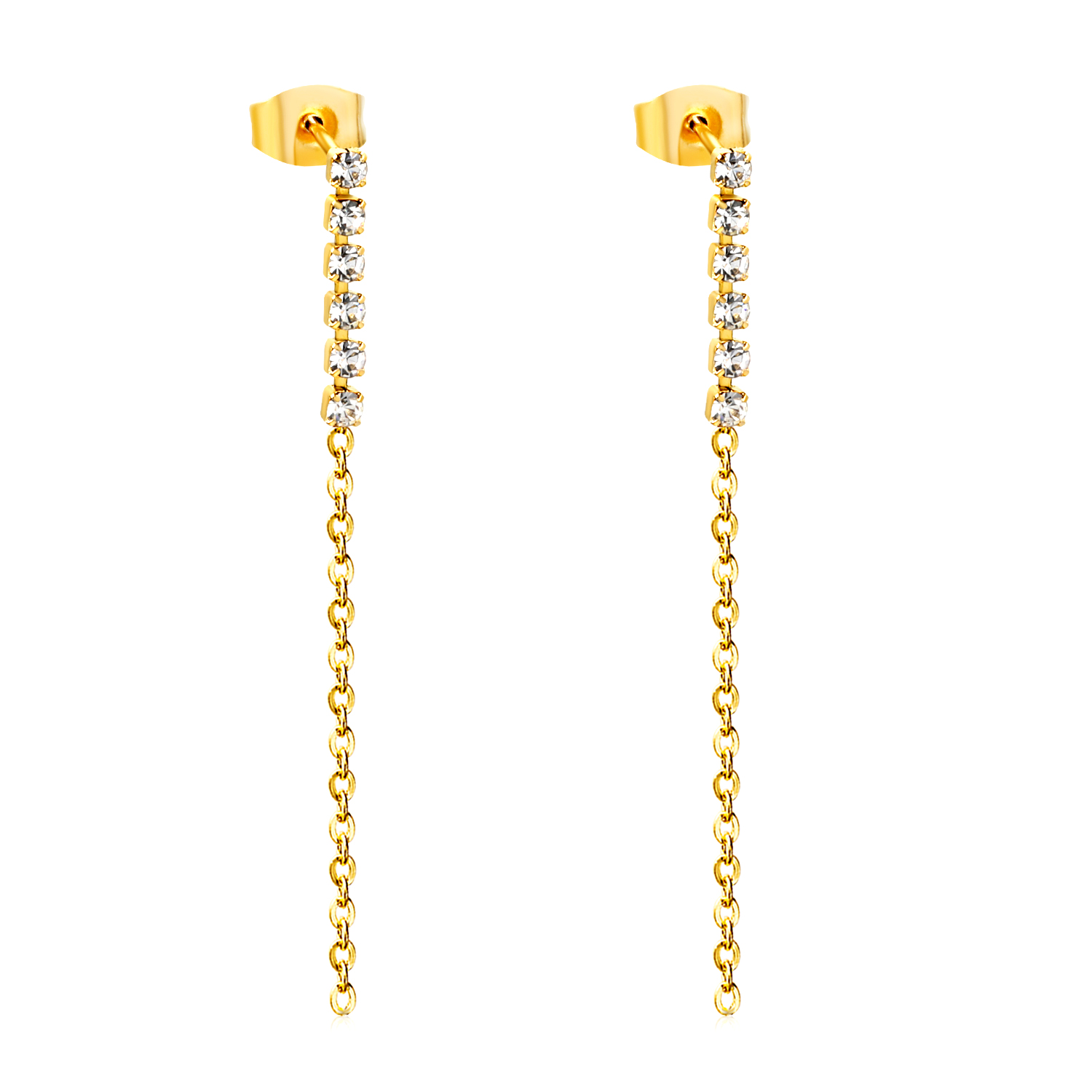 18K Gold PVD Cubic Zirconia Drop Dangle Earrings