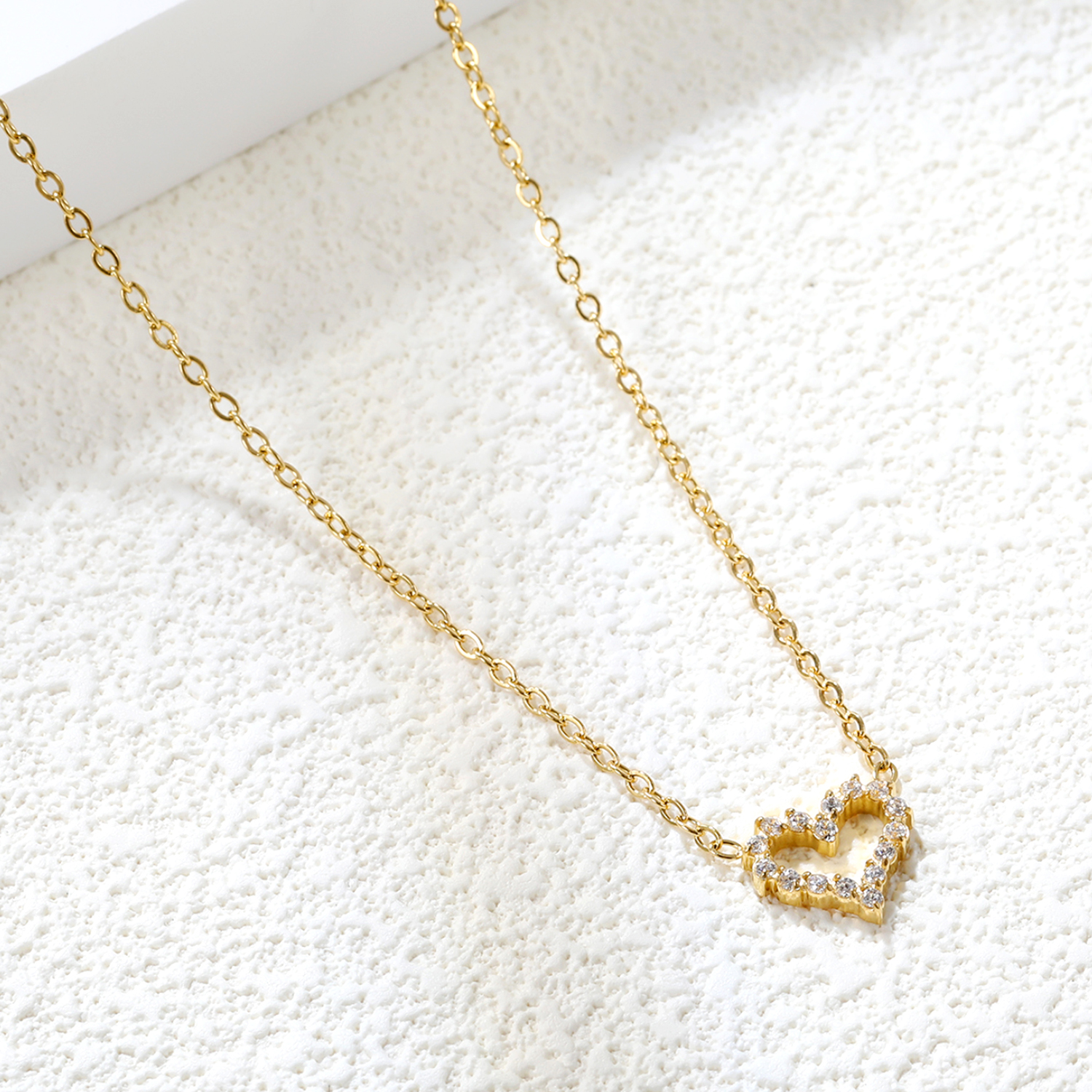 18K Gold PVD Open Heart Pendant Necklace