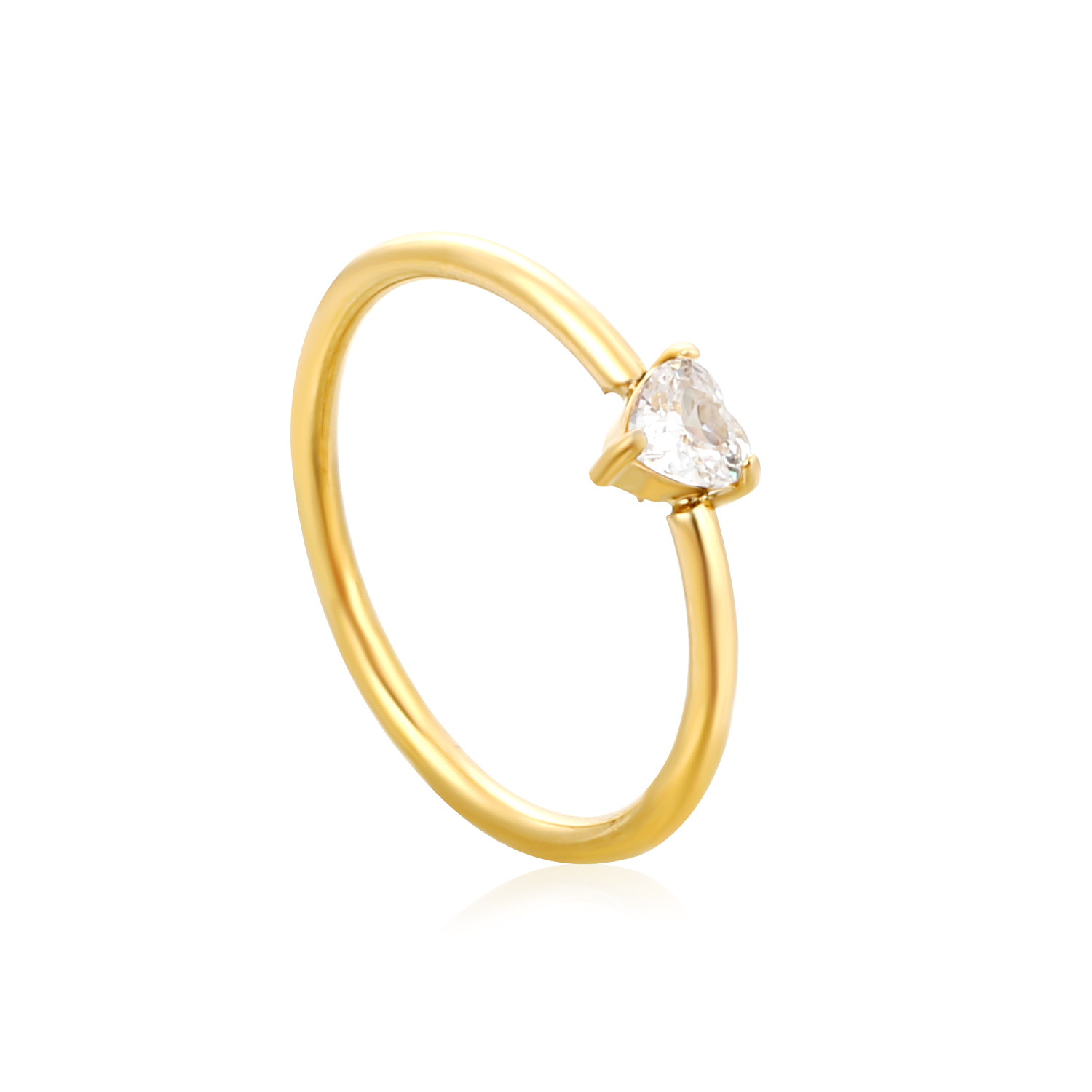 Tiny Heart Solitaire Ring – 18K Gold PVD Stainless Steel