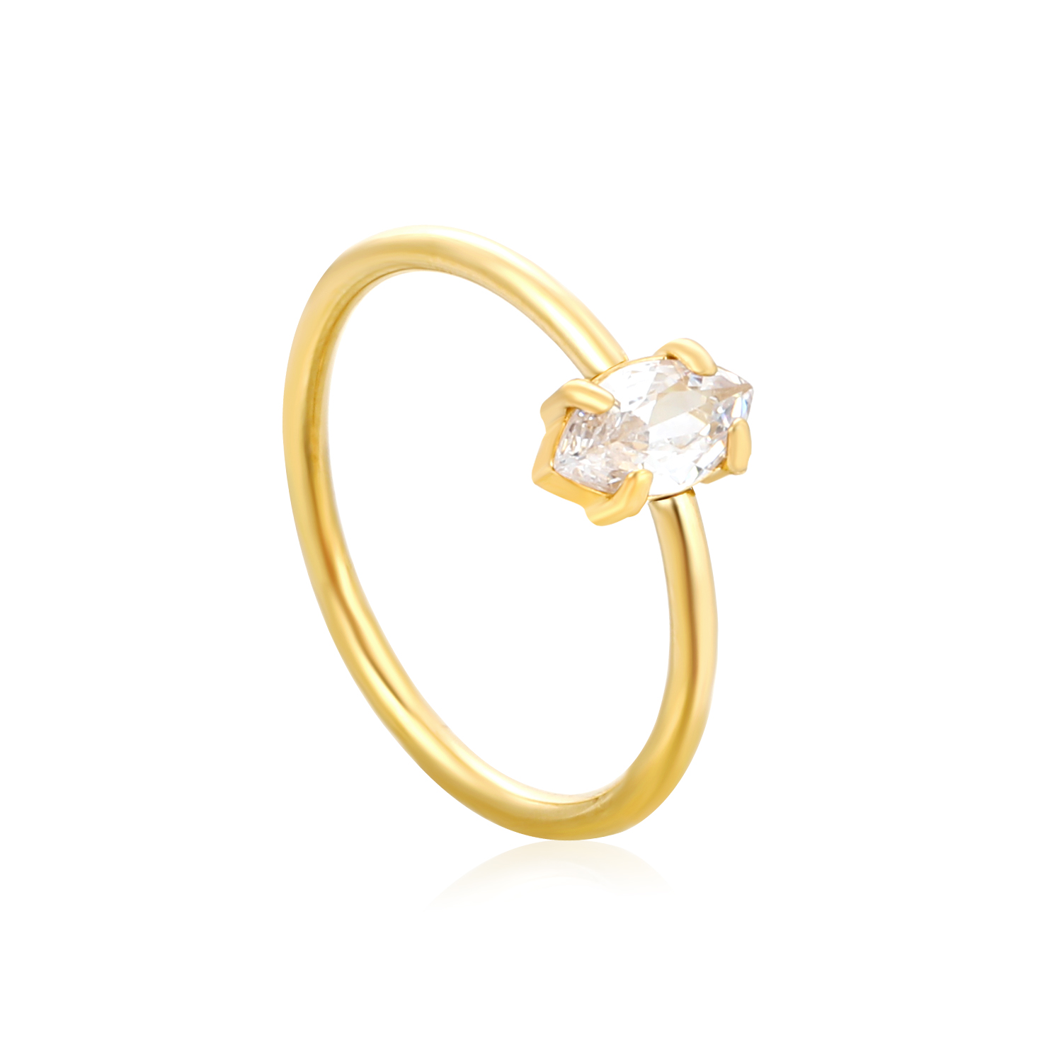 Tiny Marquise Solitaire Ring – 18K Gold PVD Stainless Steel
