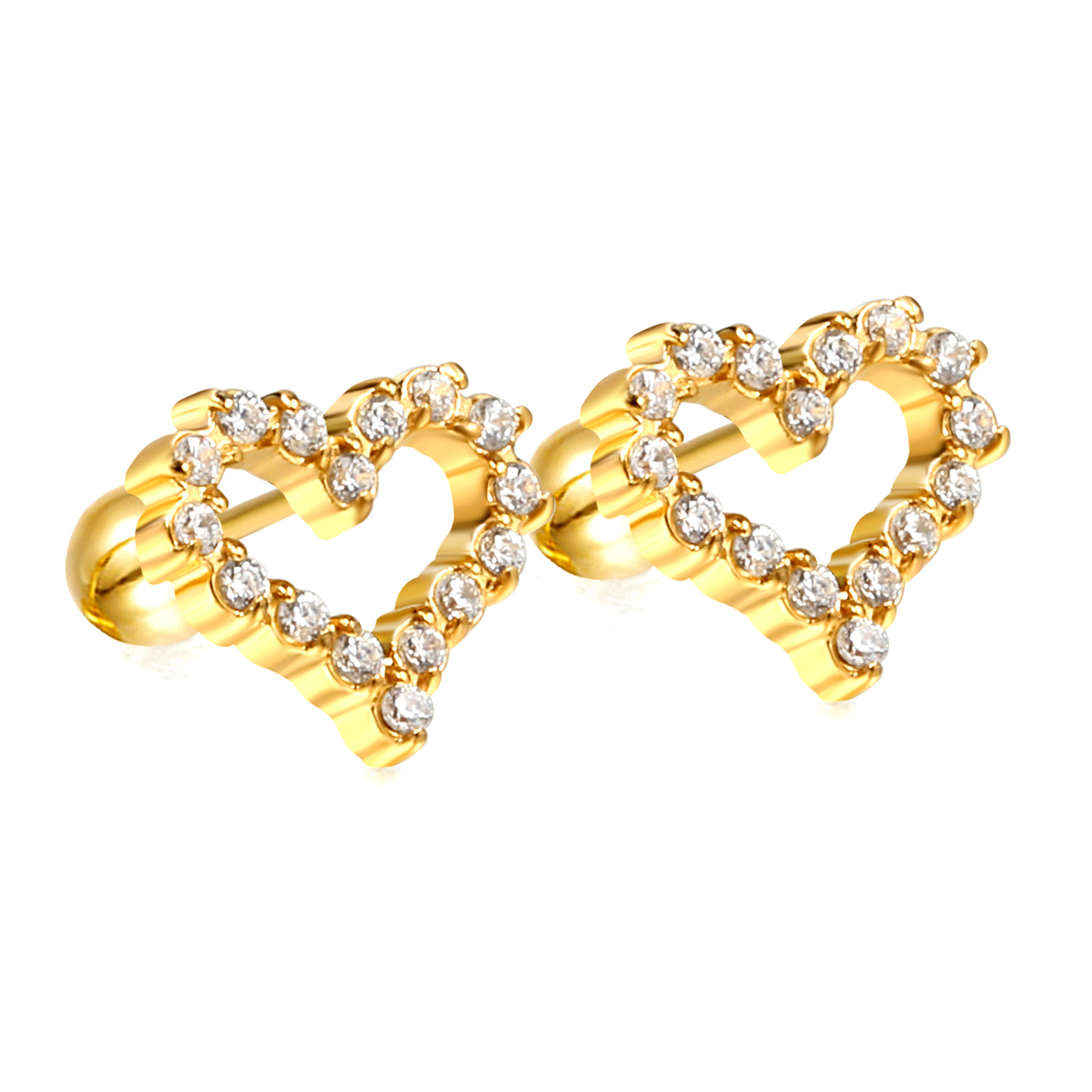 18K Gold PVD Plated Stainless Steel Heart Stud Earrings