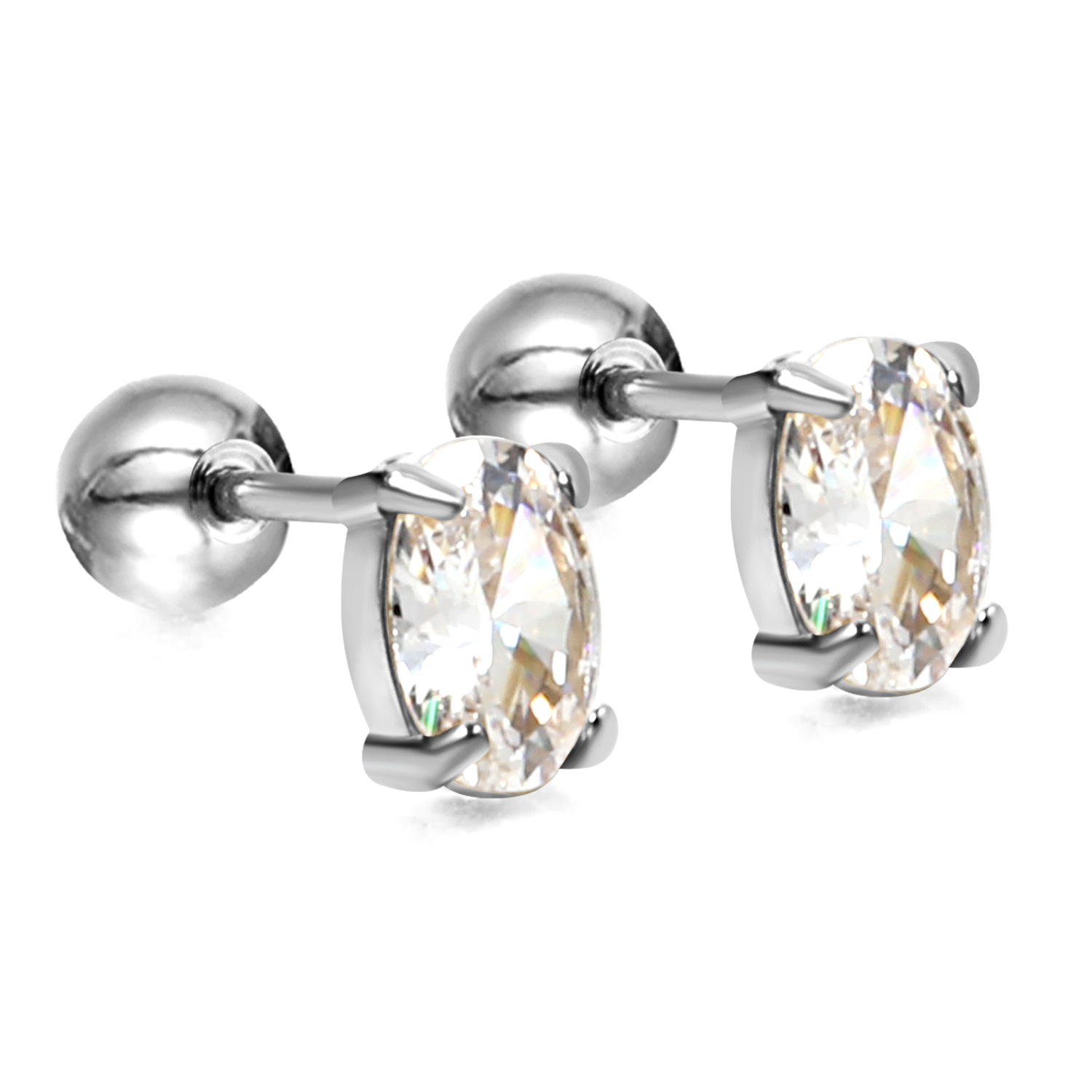 Stainless Steel Oval Cut Stud Earrings