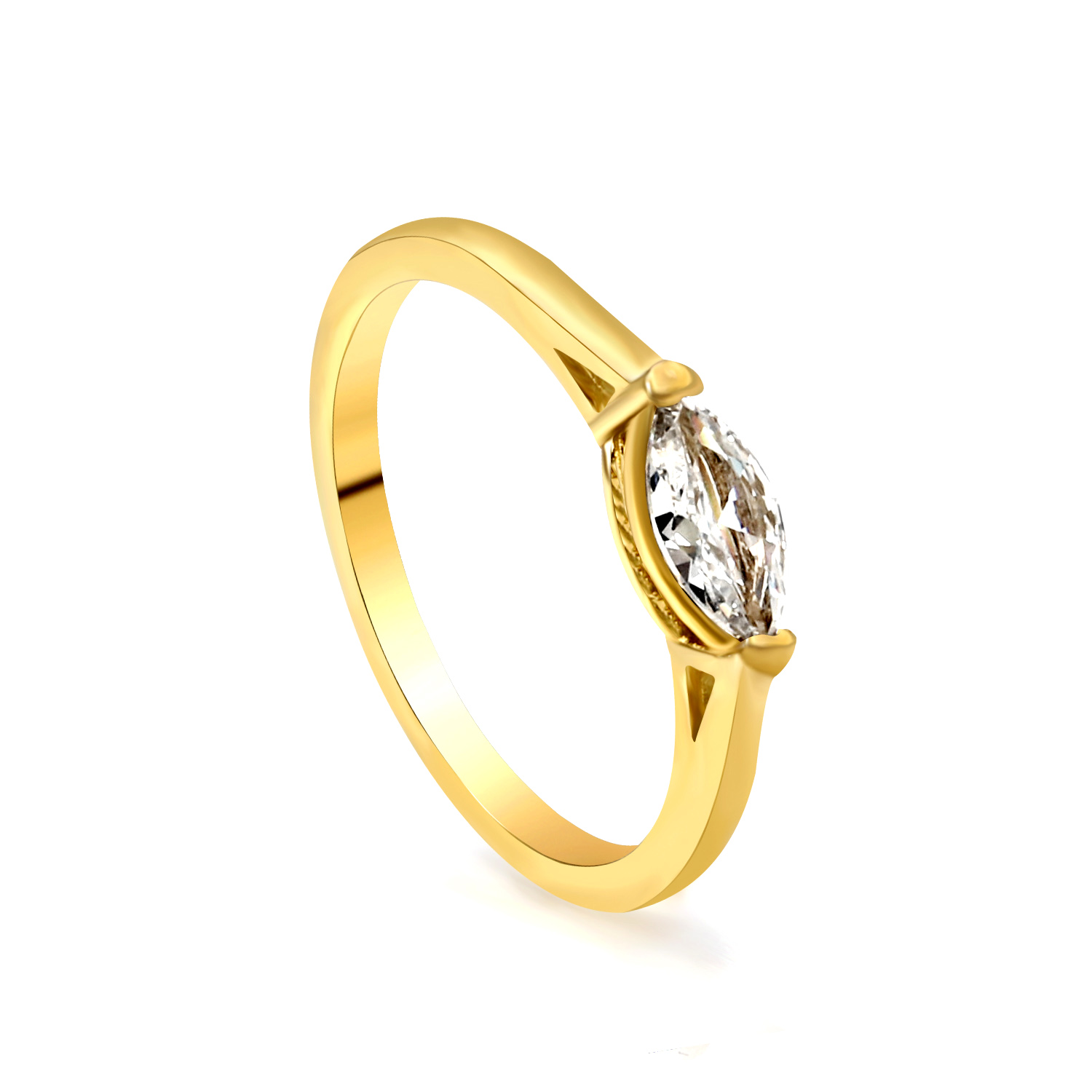 Elegant Marquise CZ Ring – Waterproof 18K Gold PVD