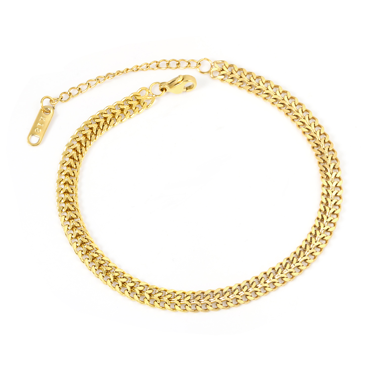 Bold 18K Gold Plated Stainless Steel Double Link Chain Bracelet