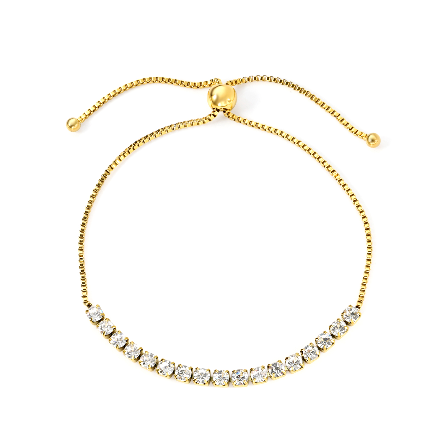 18K Gold Plated Stainless Steel Adjustable CZ Tennis Bracelet