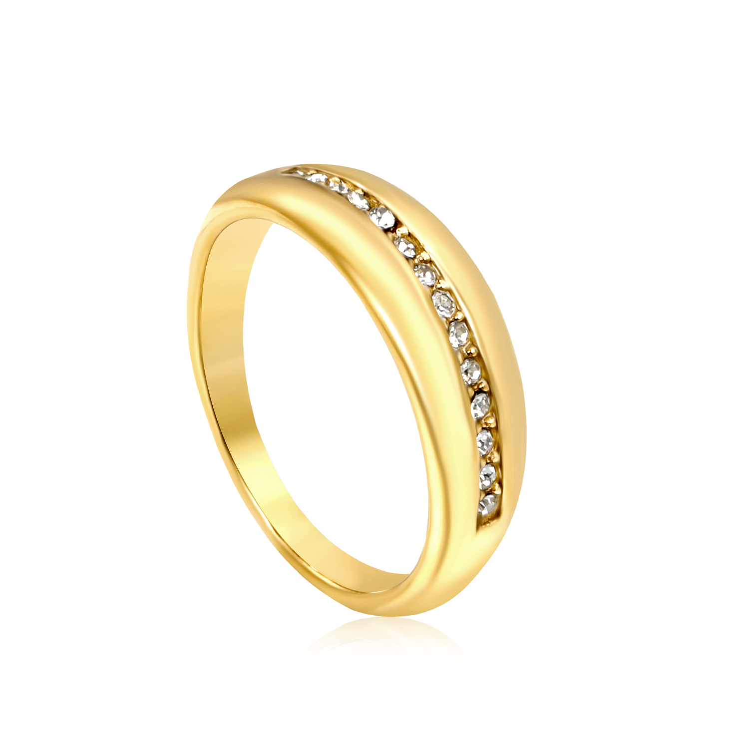 18K Gold PVD Channel Set CZ Eternity Band Ring