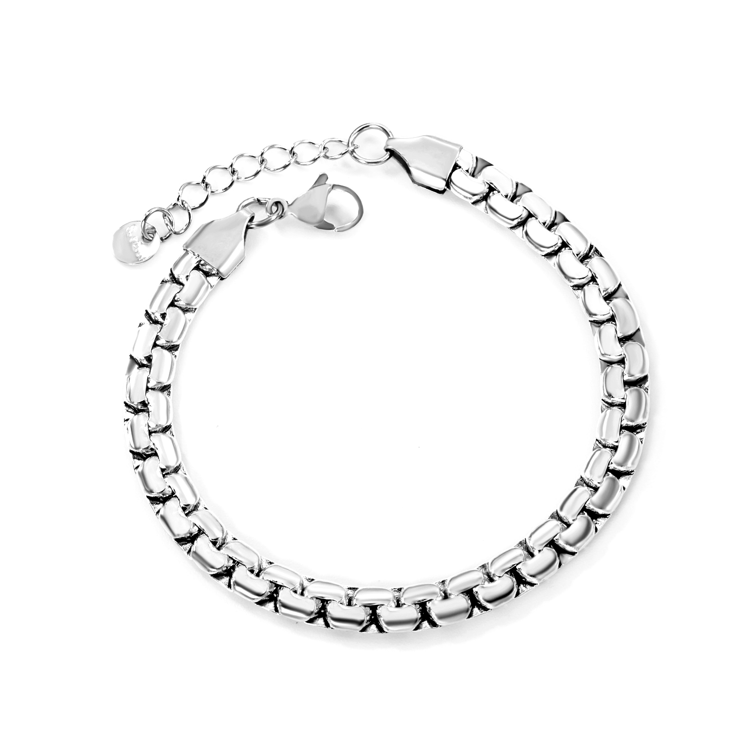 Chunky Waterproof Stainless Steel Box Chain Bracelet (Silver Tone)