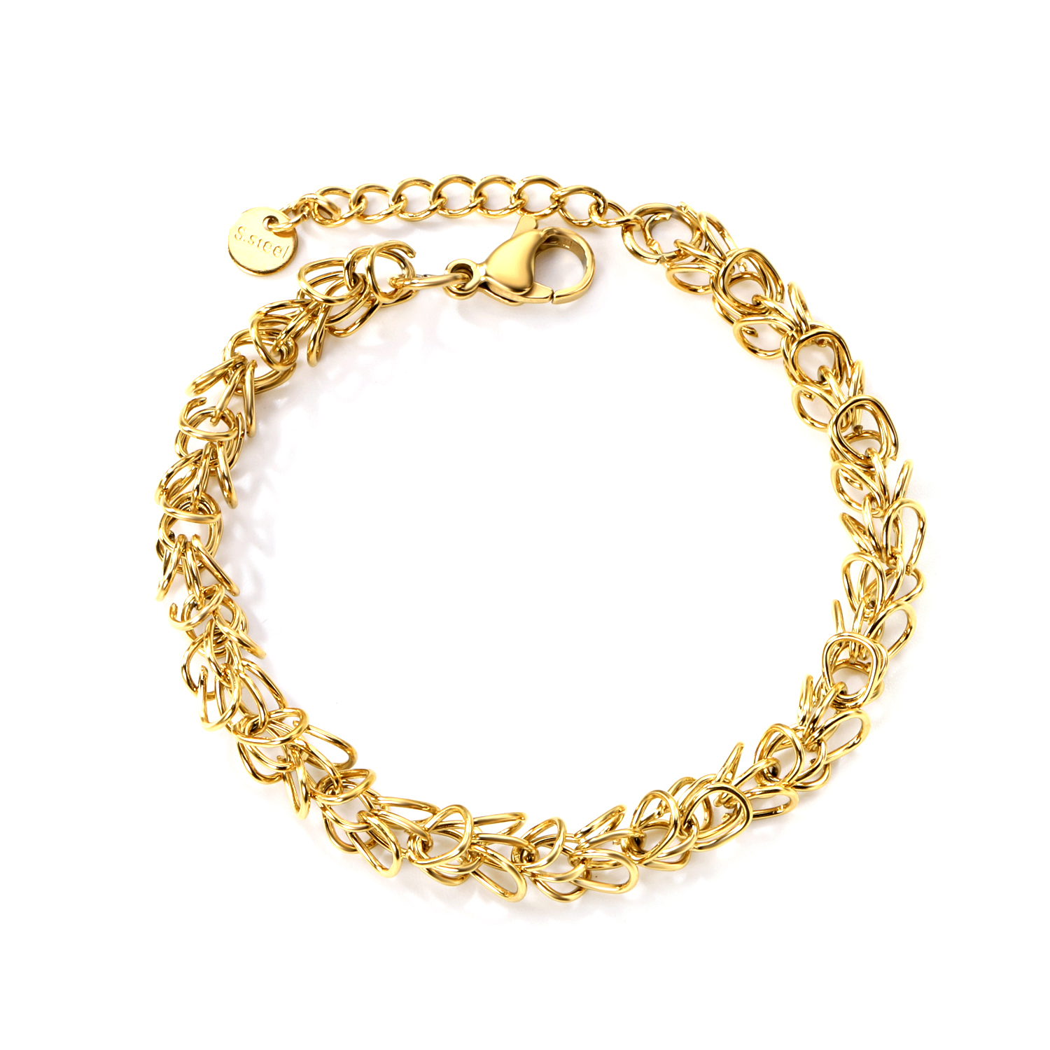 18K Gold PVD Waterproof Stainless Steel Chunky Interwoven Link Bracelet