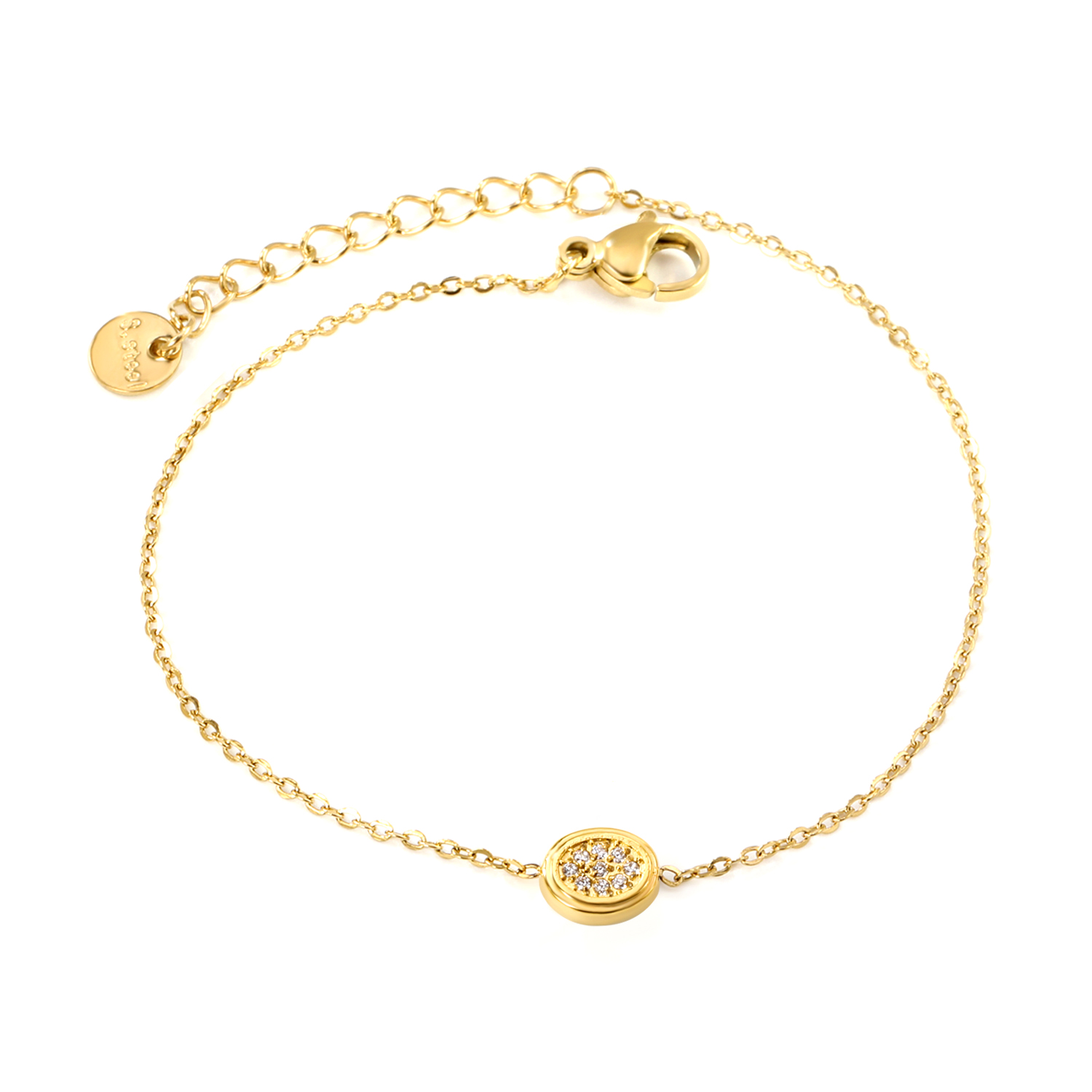 Classic Oval Pave CZ Bracelet – Waterproof 18K Gold