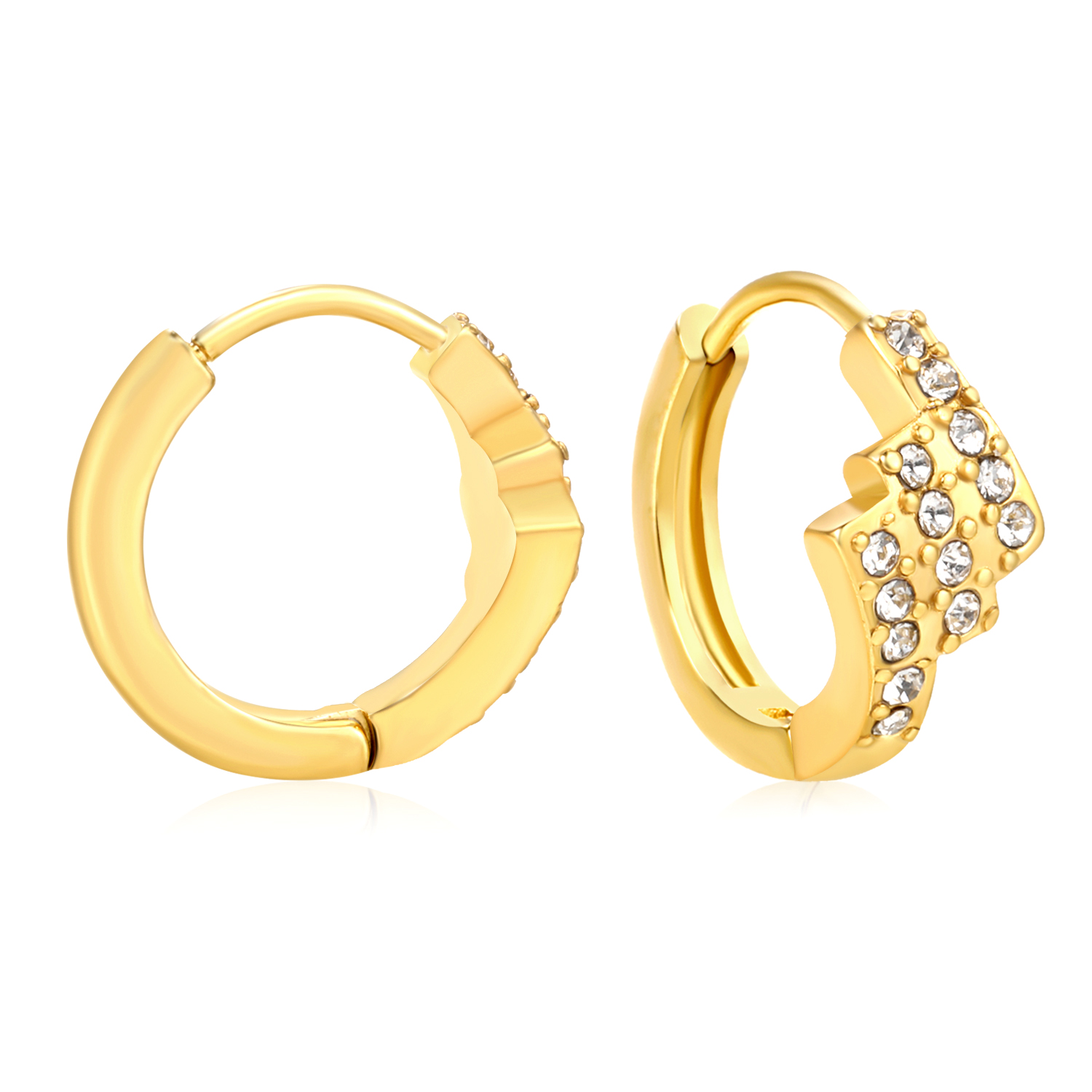 18K Gold Plated CZ Lightning Bolt Huggie Hoop Earrings Stainless Steel
