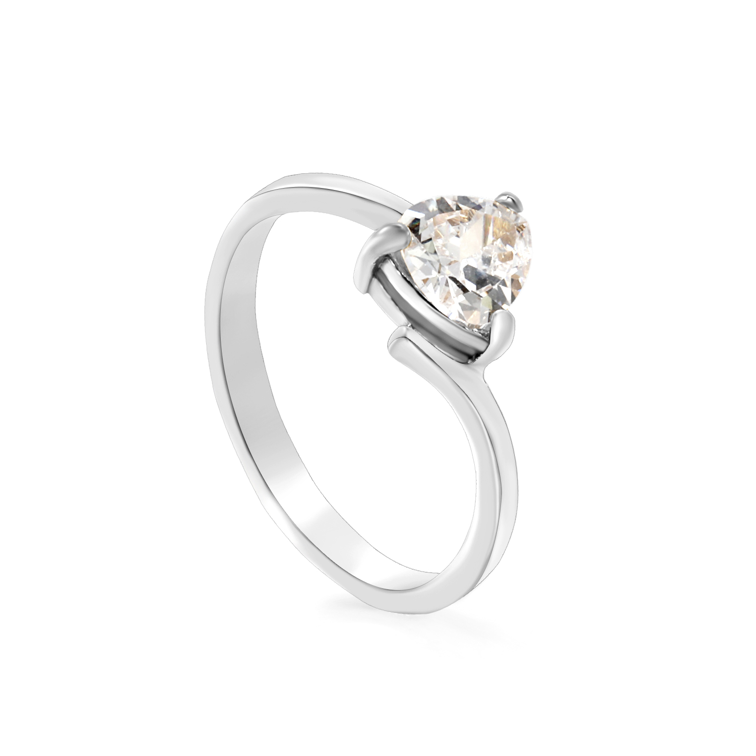 Trillion Cut CZ Solitaire Ring – Stainless Steel