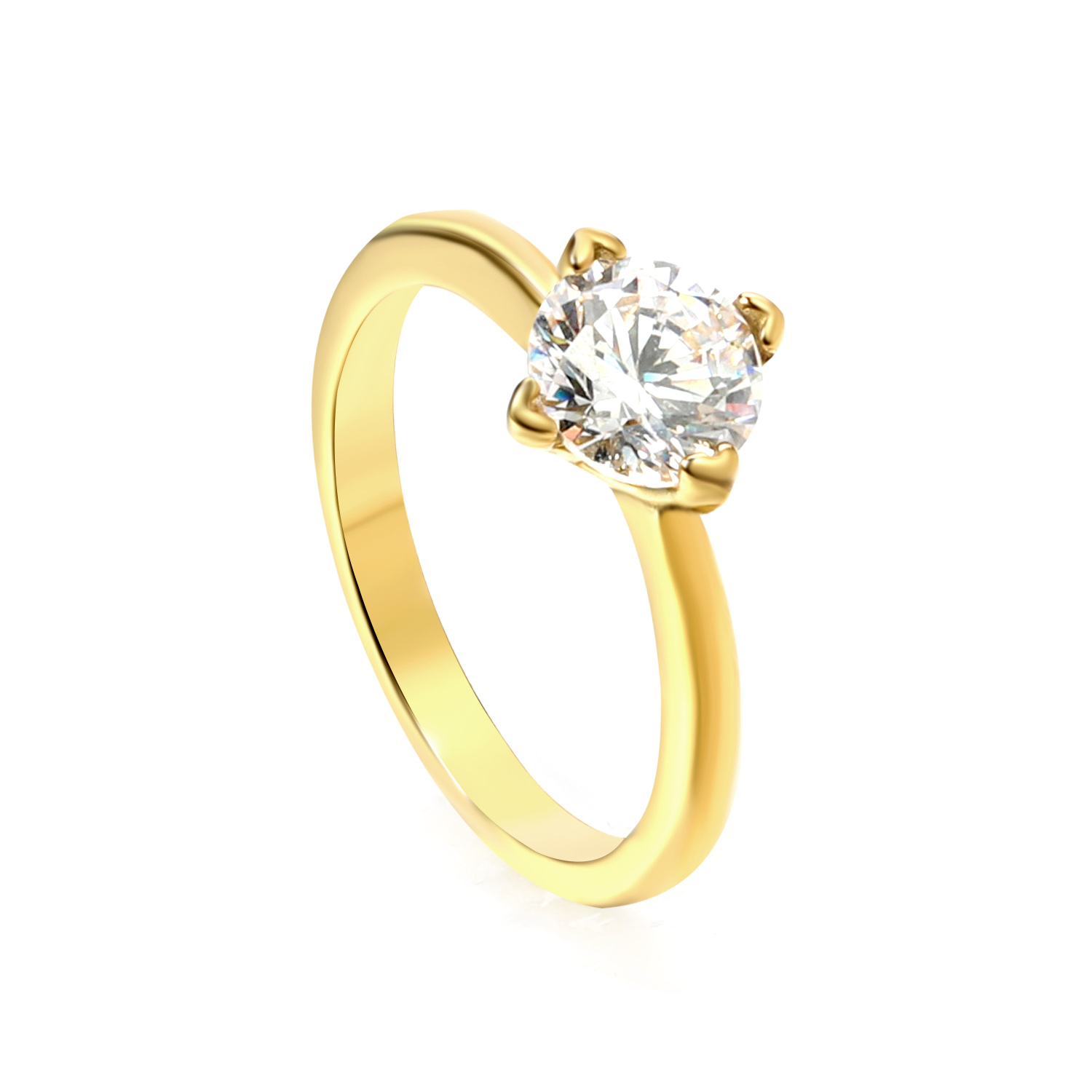 Round Solitaire Ring – 18K Gold PVD Stainless Steel